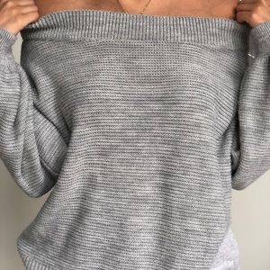 Off the Shoulder Grey Sweater S/M